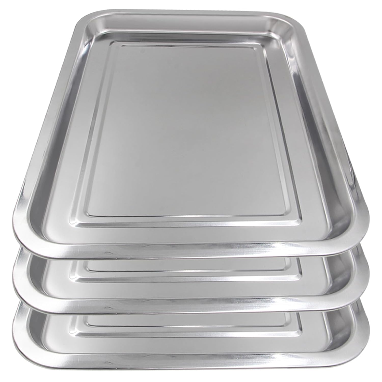 4 Pack Stainless Steel Tray - Autdor Metal Tray 13.5" X 10" Heavy-Duty Tattoo Trays Multi-Purpose Flat Tool Organizer for Tattoo Supplies Piercing Dental Instruments Lab & Kitchen Use