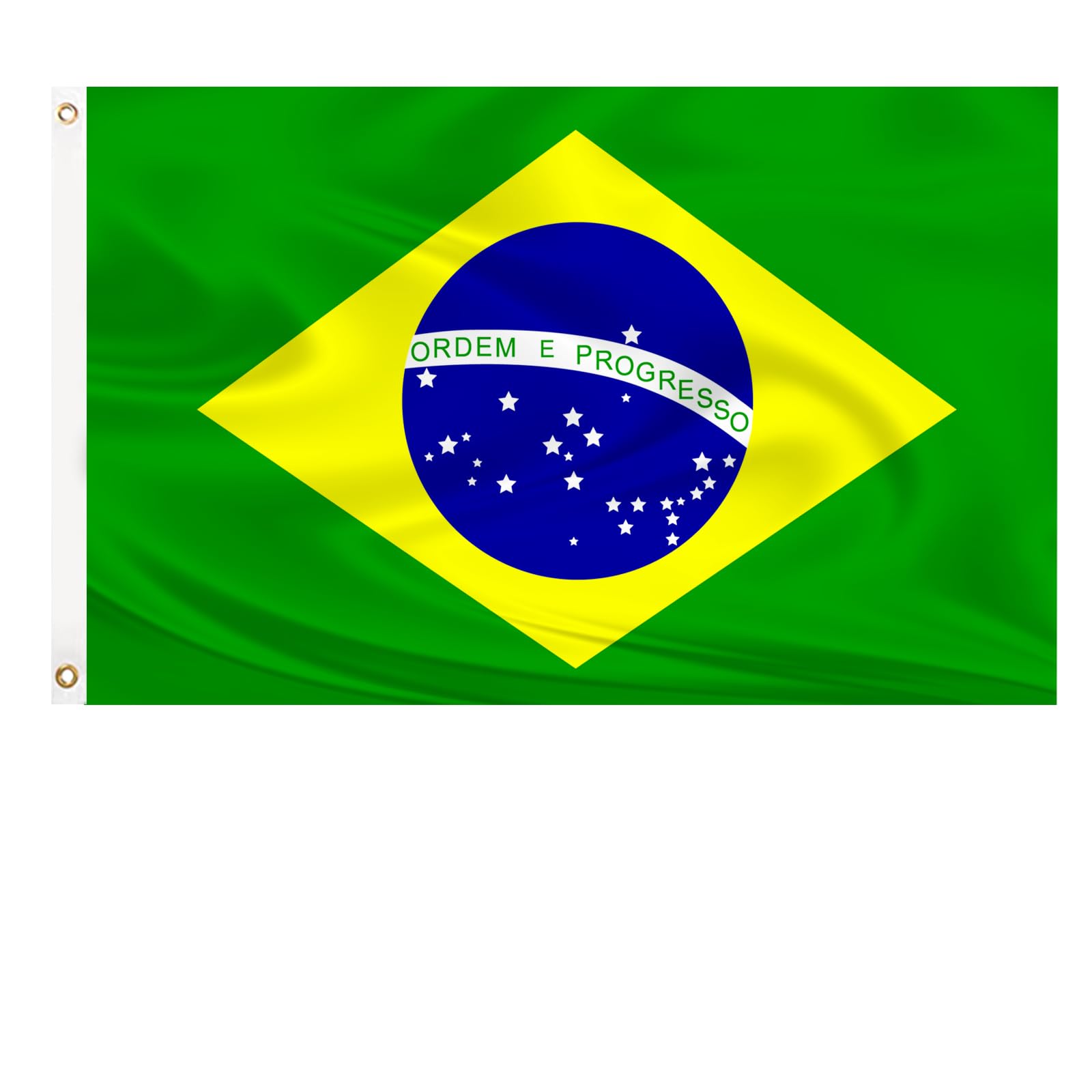 Brazil Flag 3x5 Three Layer Double Sided Brazilian National Flags Polyester Fiber Bright Color with Durable Canvas Header and 2 Non Fading Brass Grommets