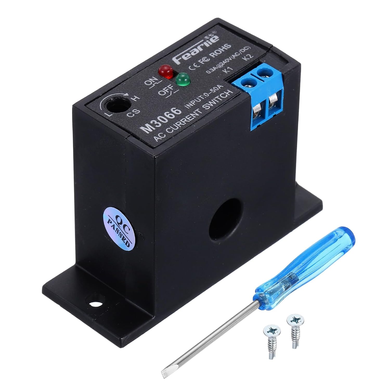 MECCANIXITY 2pcs Miniature Current Switch 0-50A Normally Closed AC Current Sensing Switch Sensor Monitoring Relay, M3066