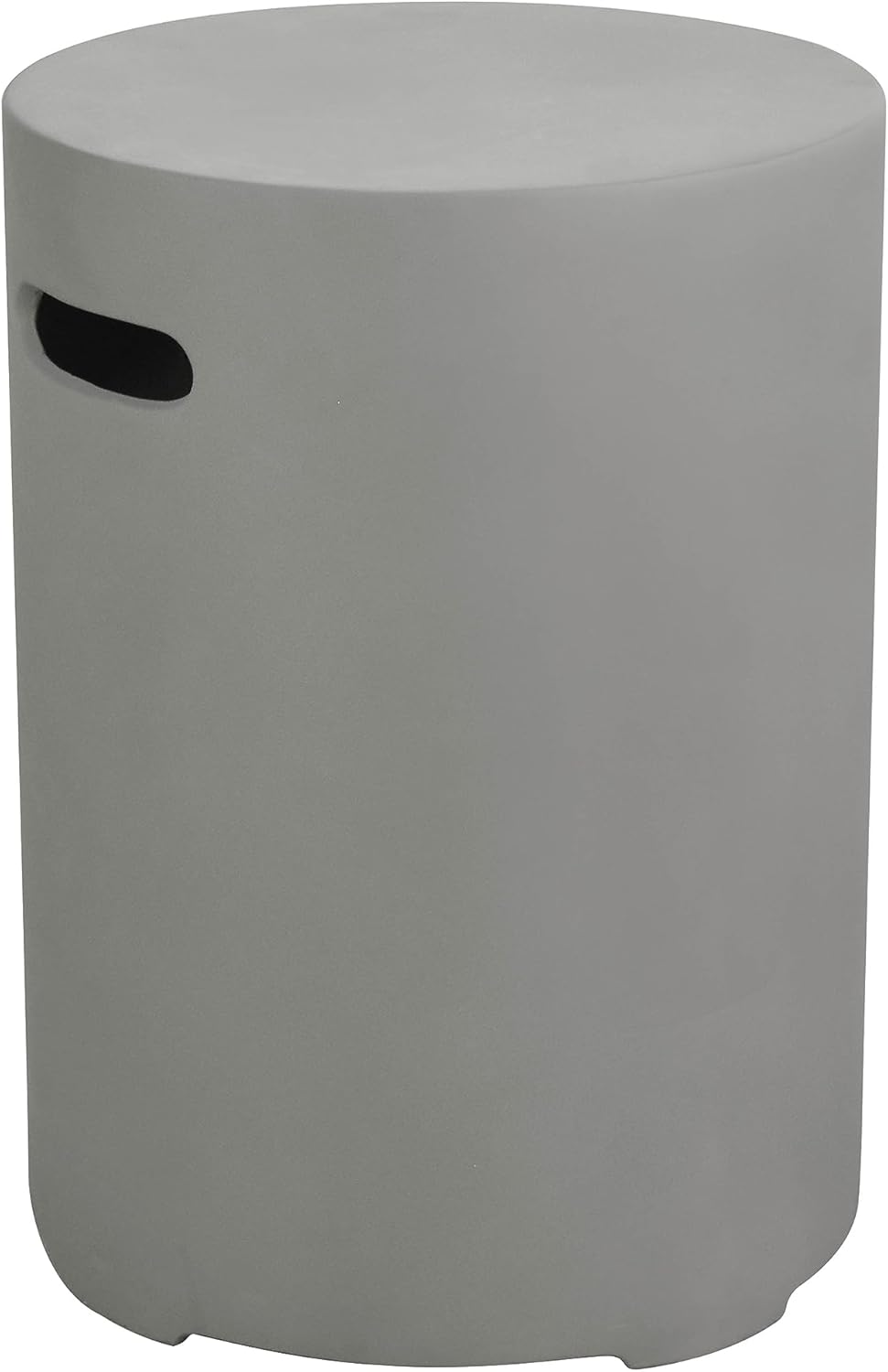 AMS Fireplace | Elementi Lunar Concrete Propane Tank Cover (Cylinder Smooth - Light Gray) | GFRC, Light Gray Color, Round Shape, Size - 15.7 x 15.7 x 20 inches | Suited for Lunar Light grey fire pit.