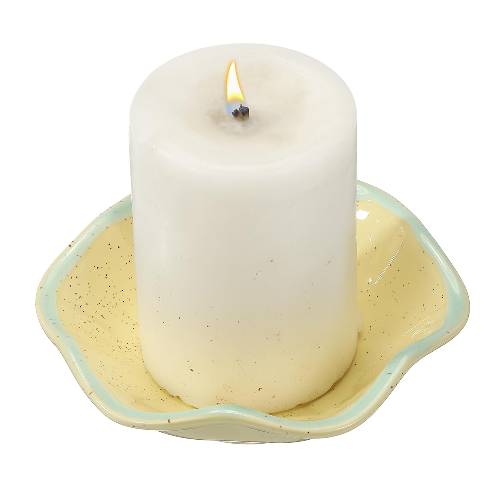 sourcing map Candle Holder Plates, 4 Inch Ceramic Candle Tray Tealight Incense Holder Dish Candlestick for Tea Light Aromatherapy Wedding Rustic Vintage Home Decor, Lotus Leaf Gold