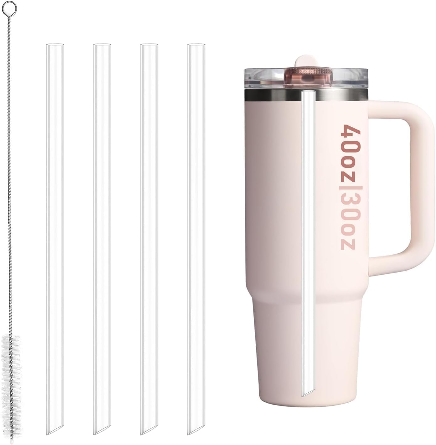 4 Pack Reusable Straws for Stanley Quencher ProTour Flip Straw Tumbler 30oz, Food Grade & BPA Free，Dishwasher Safe, for Stanley Straws(Clear)