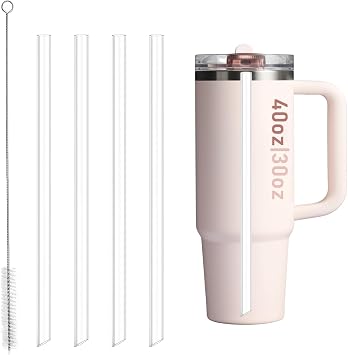 4 Pack Reusable Straws for Stanley Quencher ProTour Flip Straw Tumbler 40oz, Food Grade & BPA Free,Dishwasher Safe, for Stanley StrawsClear