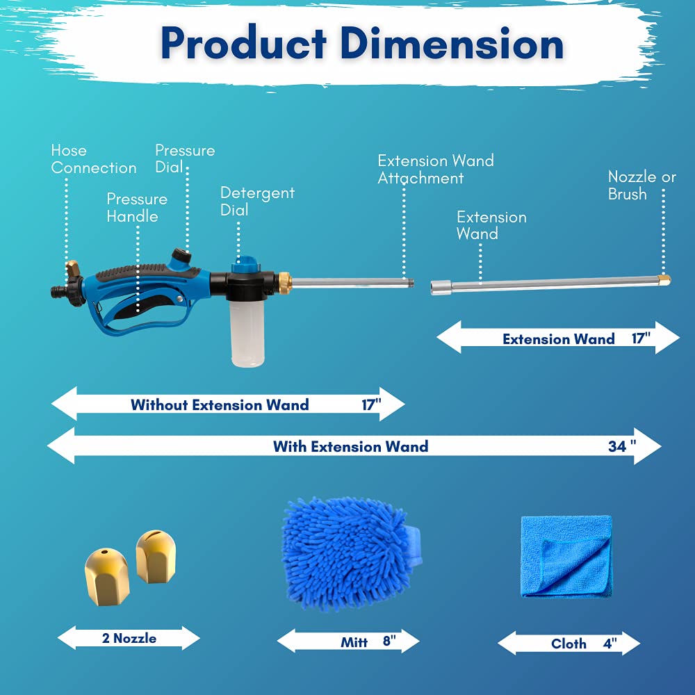 BRIZER Hydro Pressure Washer Wand Jet Garden Hose Portable Pressure