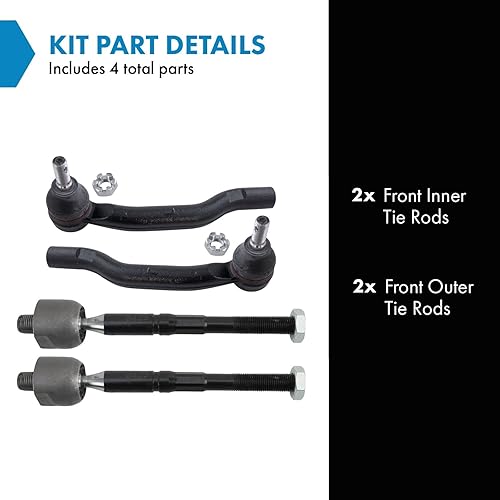 Vista 355 de TRQ - Juego de barras de acoplamiento delanteras interiores y exteriores