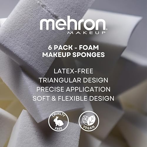 Miniatura 2 de Esponja de maquillaje de espuma triangular sin látex, aplicador profesional de efectos especiales, pintura facial y corporal, y esponjas de belleza,