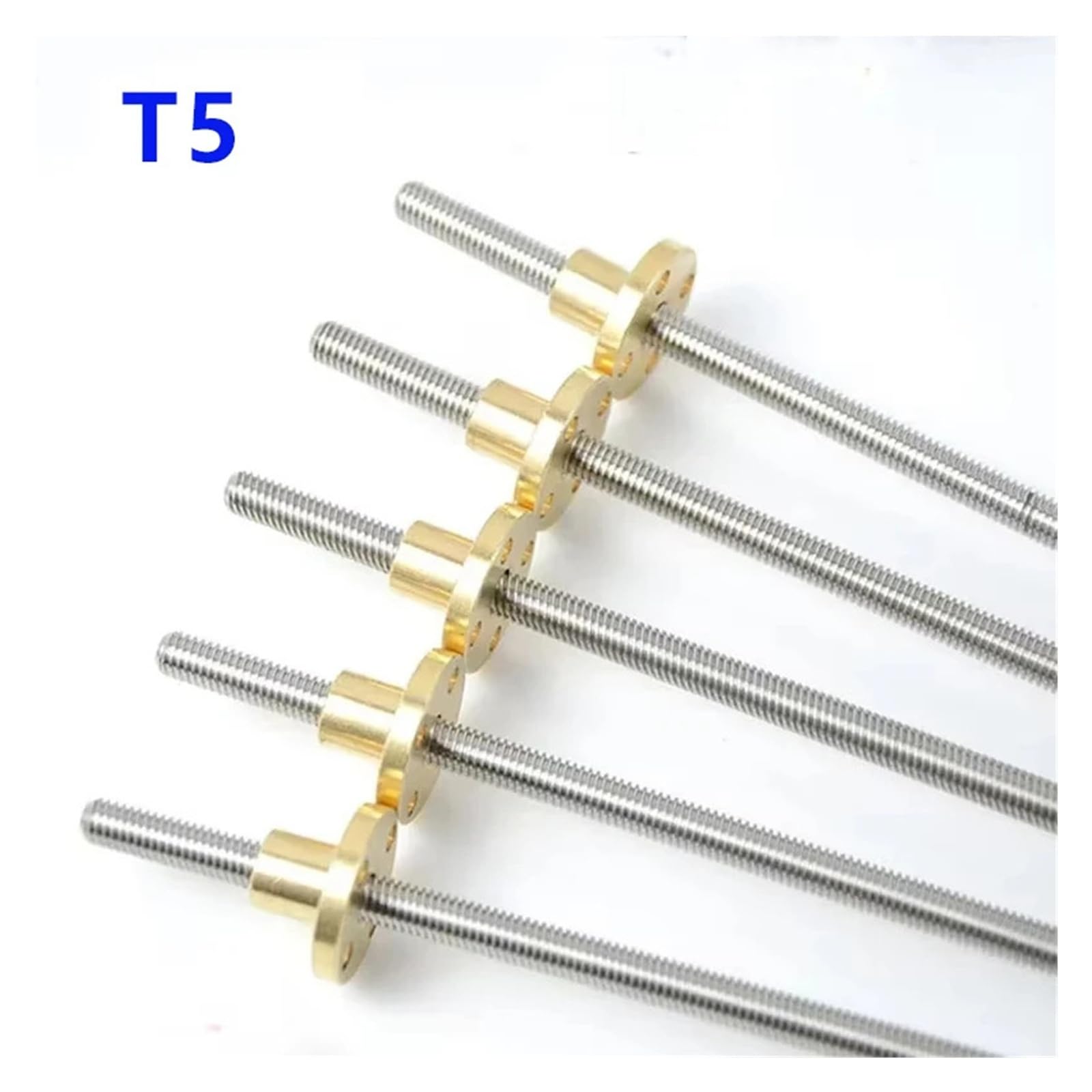 Śruba pociągowa T5 ze stali nierdzewnej 304, skok 1 mm, średnica 5 mm, długość 100/150/200/250/300/350/400/500/550 mm śruba pociągowa z mosiężną nakrętką (Picth 1 mm przewód 2 mm, 350 mm)
