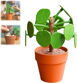 Pilea Food Picker,Food Picker Spinner Decision with 12 Meal Options,3D Printed Funny Dinner Decision with Flower Pot Piggy Bank and Magnetic Leaves,Decoration for Home and Office(Green-1Pcs)