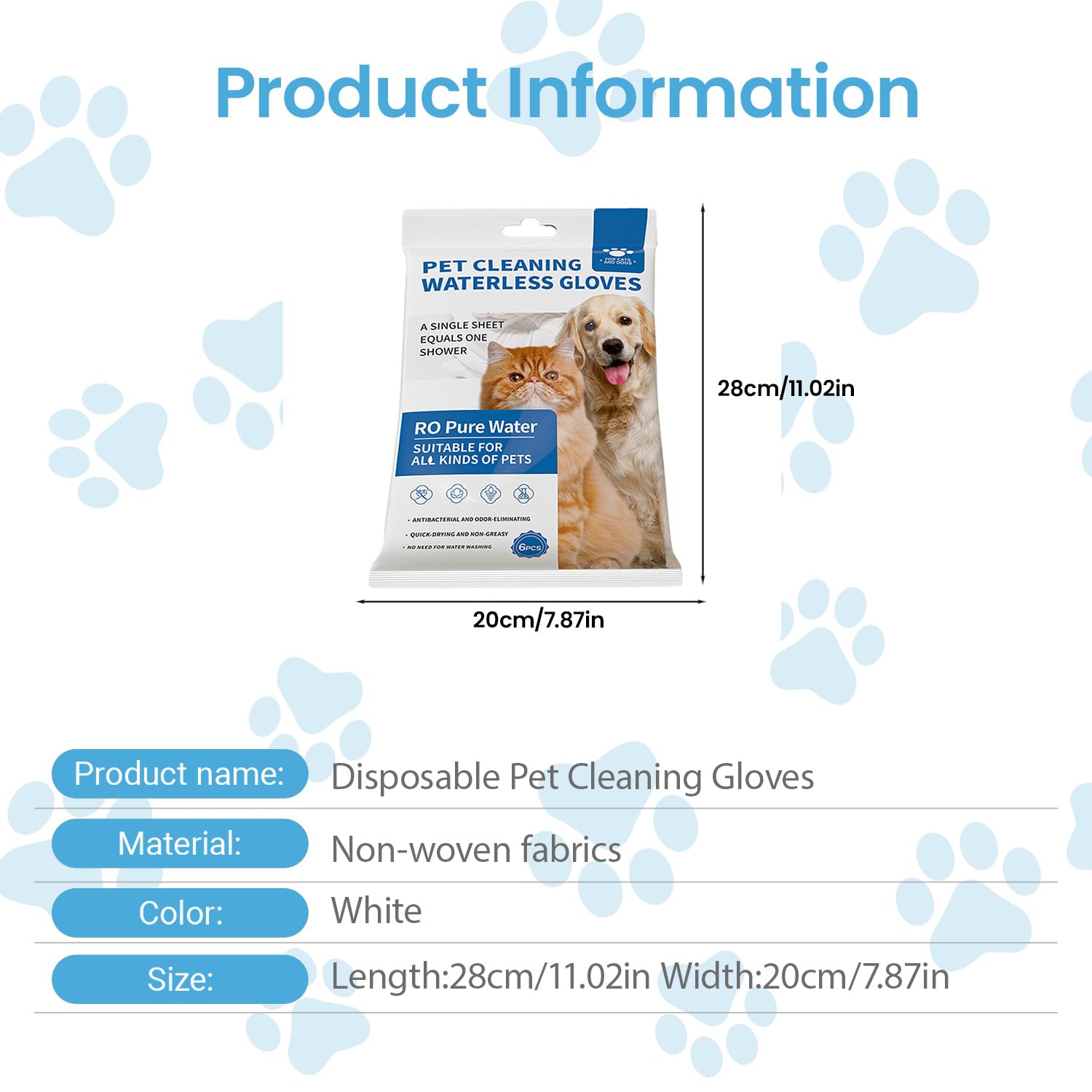 Guoxintech Pet Cleaning Gloves for Dogs and Cats, White - Image 2