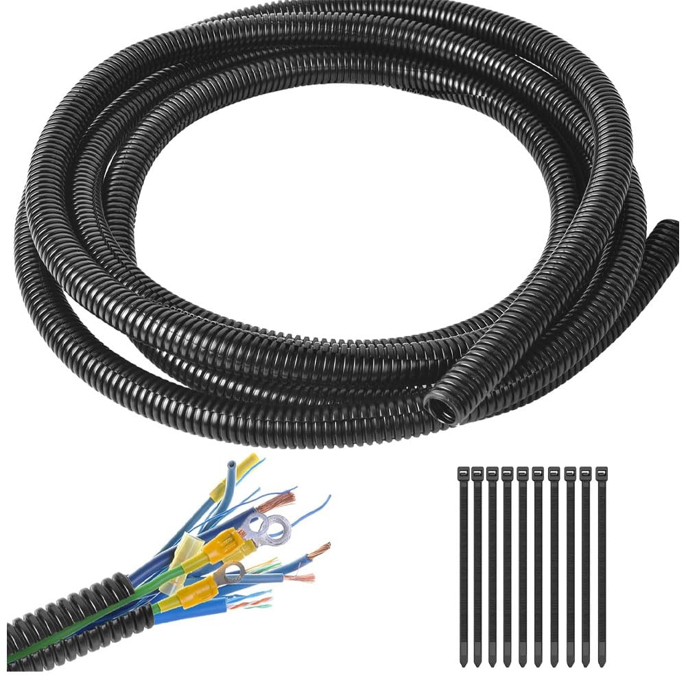 1/4"-32.8ft Split Wire Loom Tubing Cable Management Conduit Flexible Covers Cord Protectors