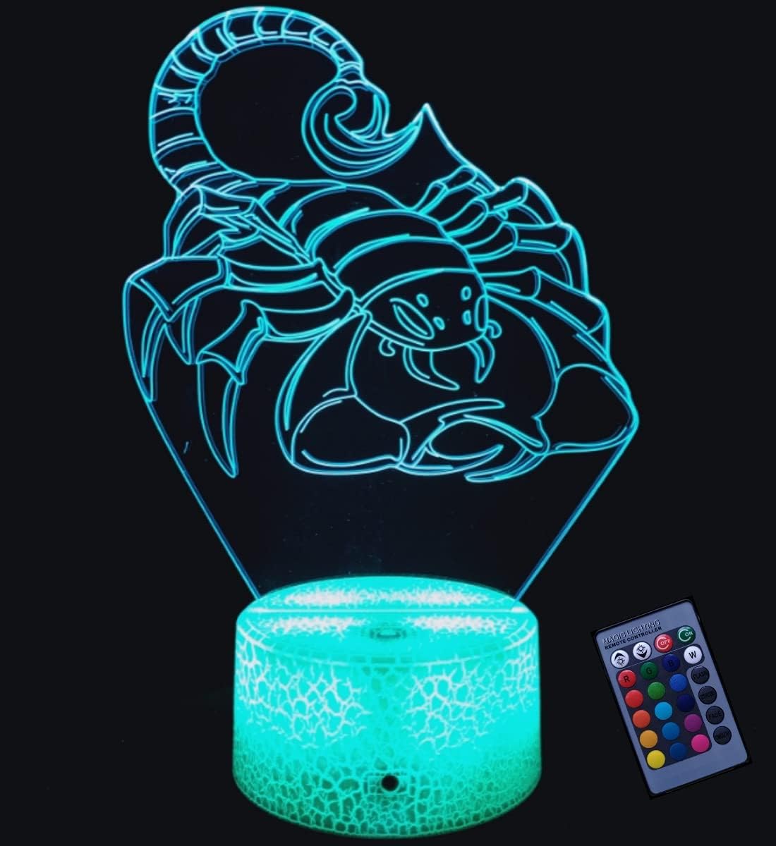 Creative 3D Scorpion Night Light 16 Colors Changing USB Power Remote Control Decor Lamp LED Lamp Table Desk Lamp