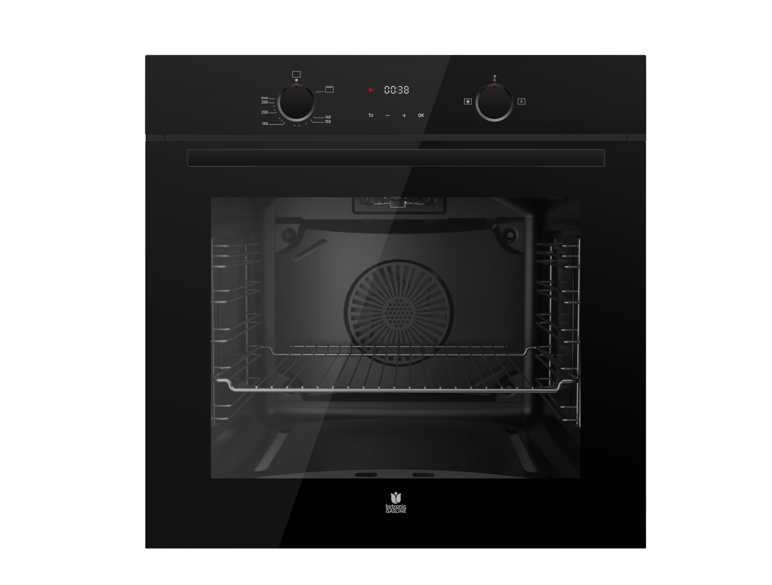 Gasline GB850-FIB Schwarz Gas Einbaubackofen Gasherd Umluft 69 L Erdgas/Propan