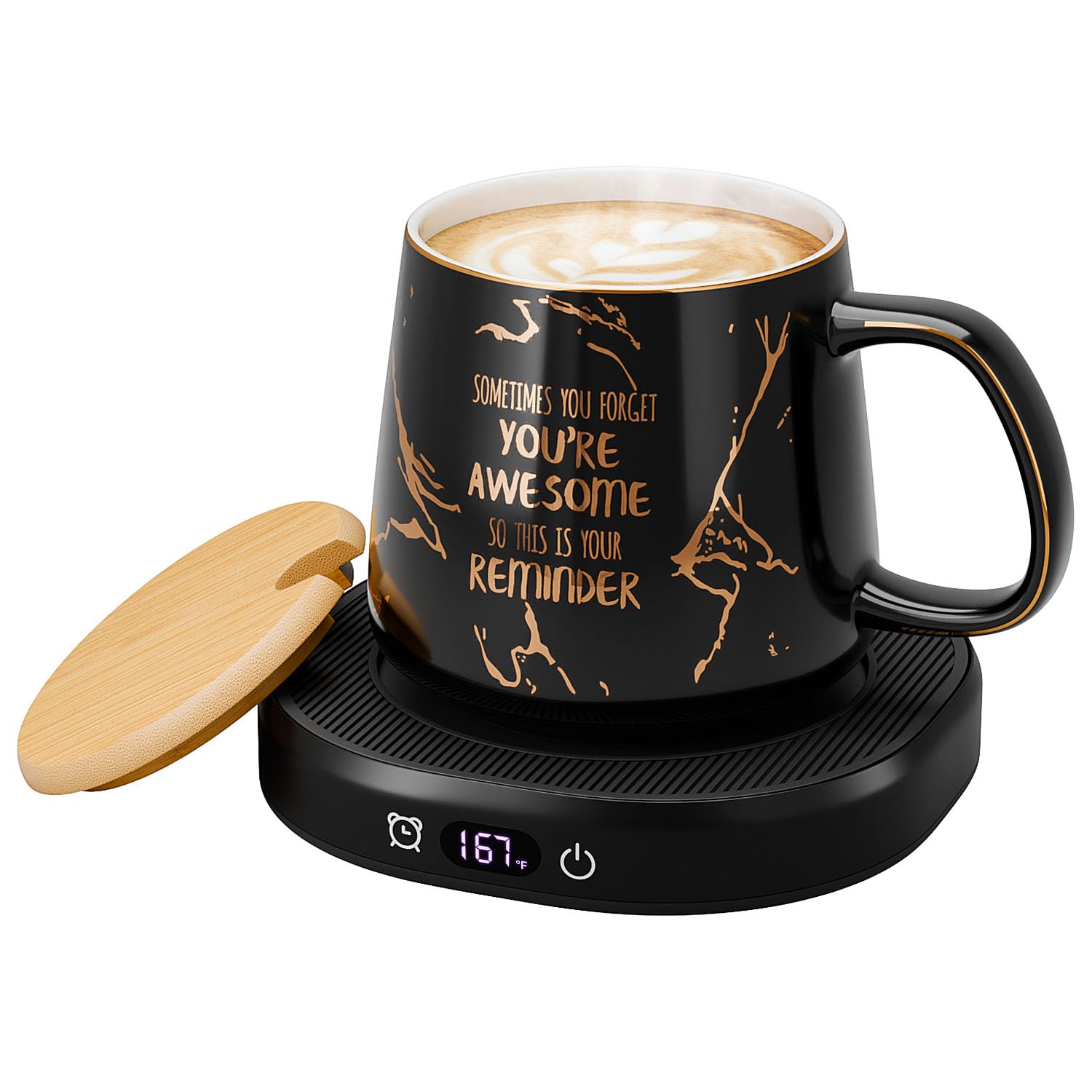 Coffee Mug Warmer with You are Awesome Mug Set Electric Cup Warmer for Desk