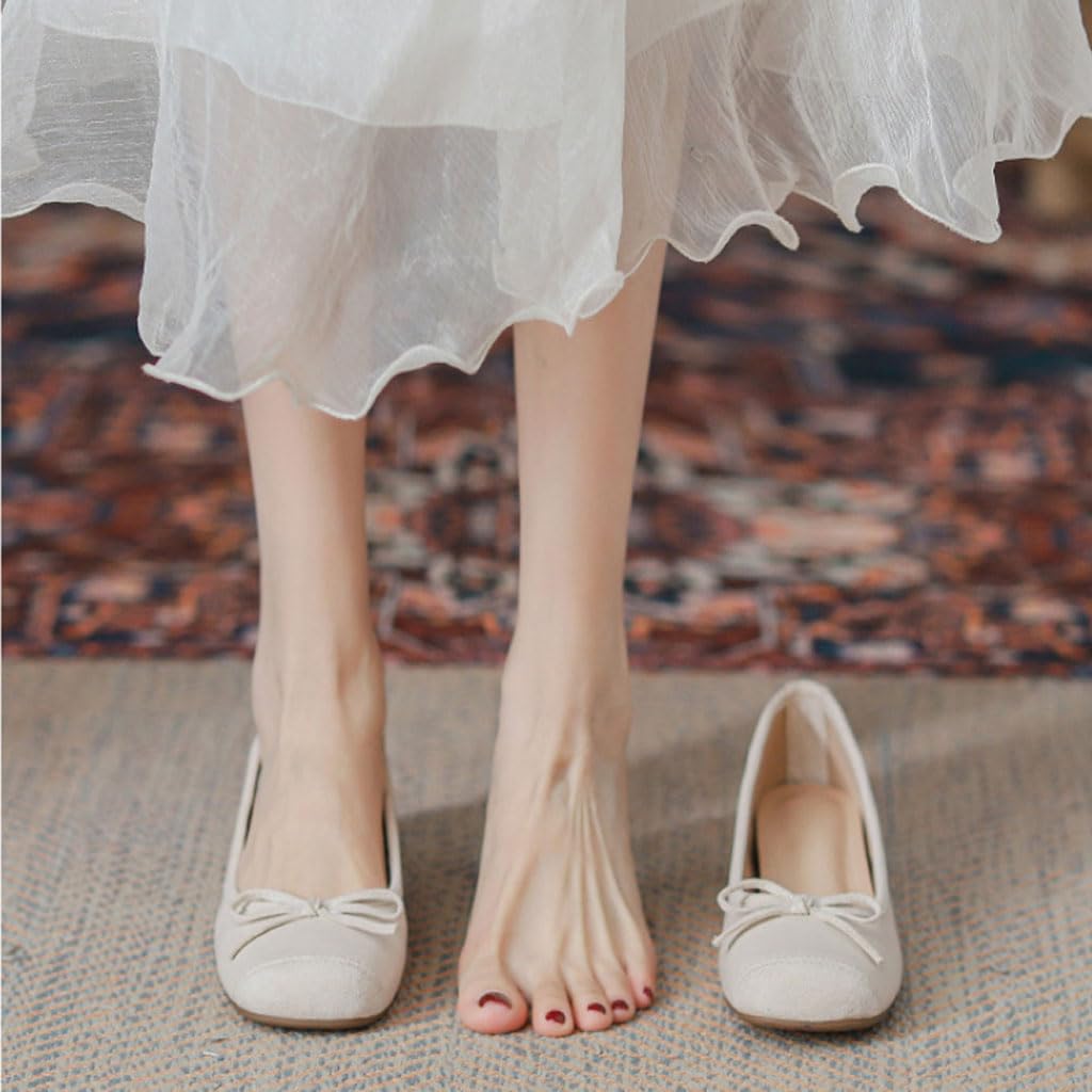 Ballerine da Donna, Mocassini Bassi in Similpelle, Scarpe da Donna con Punta Quadrata e Decorazione con Fiocco, comode Slip-on estive per Tutti i Giorni, Ufficio e Tempo Libero
