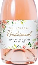 Bridesmaid Mini Champagne Labels, Set of 10, Will You Be My Bridesmaid and Maid of Honor, Floral Wine Stickers for Bridal Shower, Barchelorrete Party, or Bridesmaid Proposal…