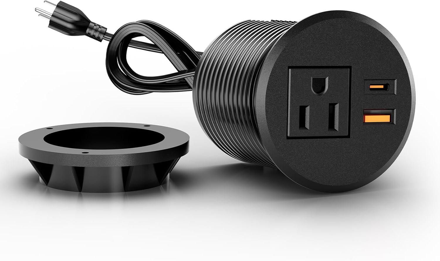 Desk Power Grommet Outlet, Recessed Power Outlet with 20W USB-C Fast Charging, 2.76 inch for Conference Rooms, Office Tables, Furniture, 6.5FT Cord(UL Listed)