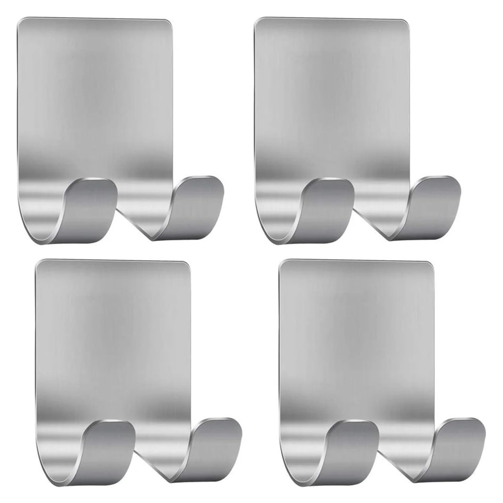 Janxelnova Silver 4 Pack 304 Stainless Steel Stand Self Adhesive Hanger Shaver Hook Heavy Duty Storage Holder Black Hook Bathroom Organizer Wall Hooks(Silver 4 Pack)