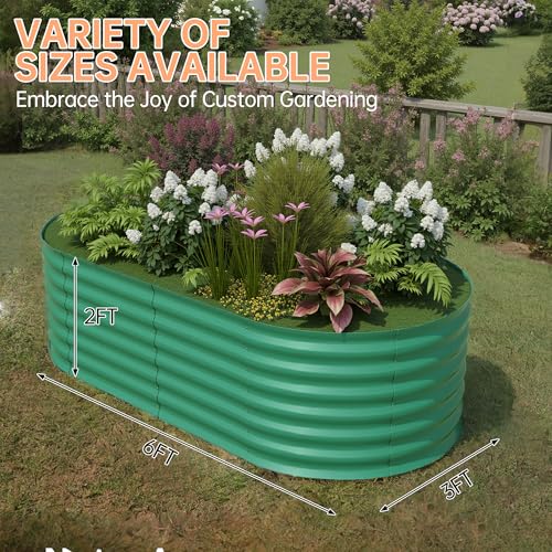 6x3x2ft Galvanized Raised Garden Bed Outdoor, 24" Tall Metal Planter Box for Flowers Herbs Vegetables, Rust-Resistant Raised Garden Beds for Gardening, Easy Assembly Outdoor Garden Box & Planters