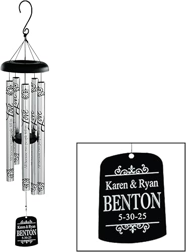 Let's Make Memories Carillón de viento personalizado, boda, decoración de jardín, para parejas, para recién casados, 30 pulgadas, aluminio, porque disponible en Yaxa Costa Rica