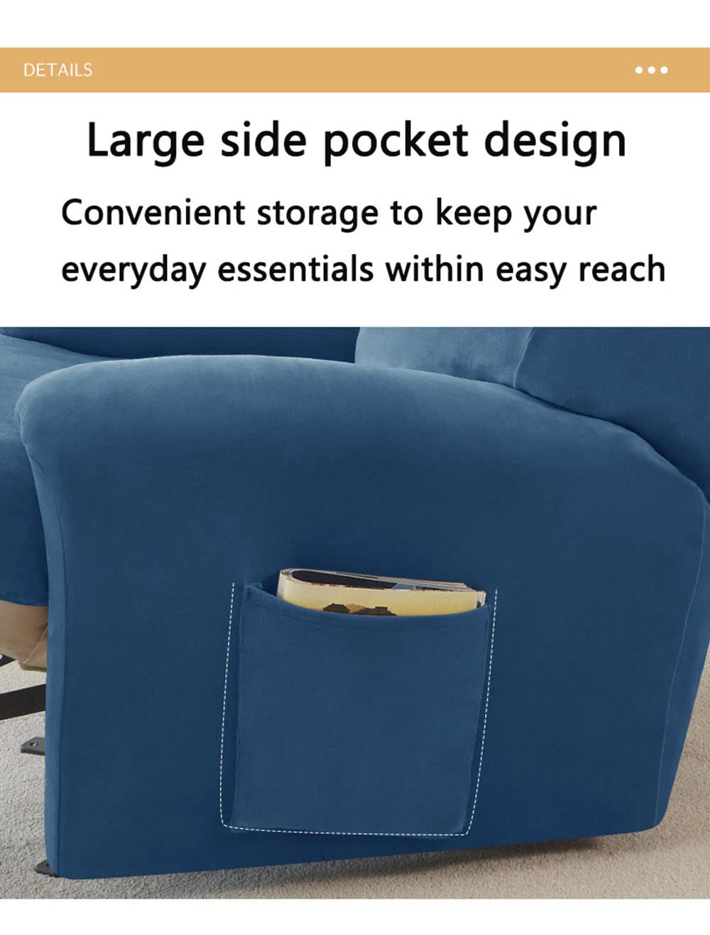 YOPOIY Elástico de Microfibra de 4 Piezas Cubierta de sofá reclinable Super Suave Funda Reclinable con Bolsillos Lavable Funda De Sillón para niños, Mascota -Blanco