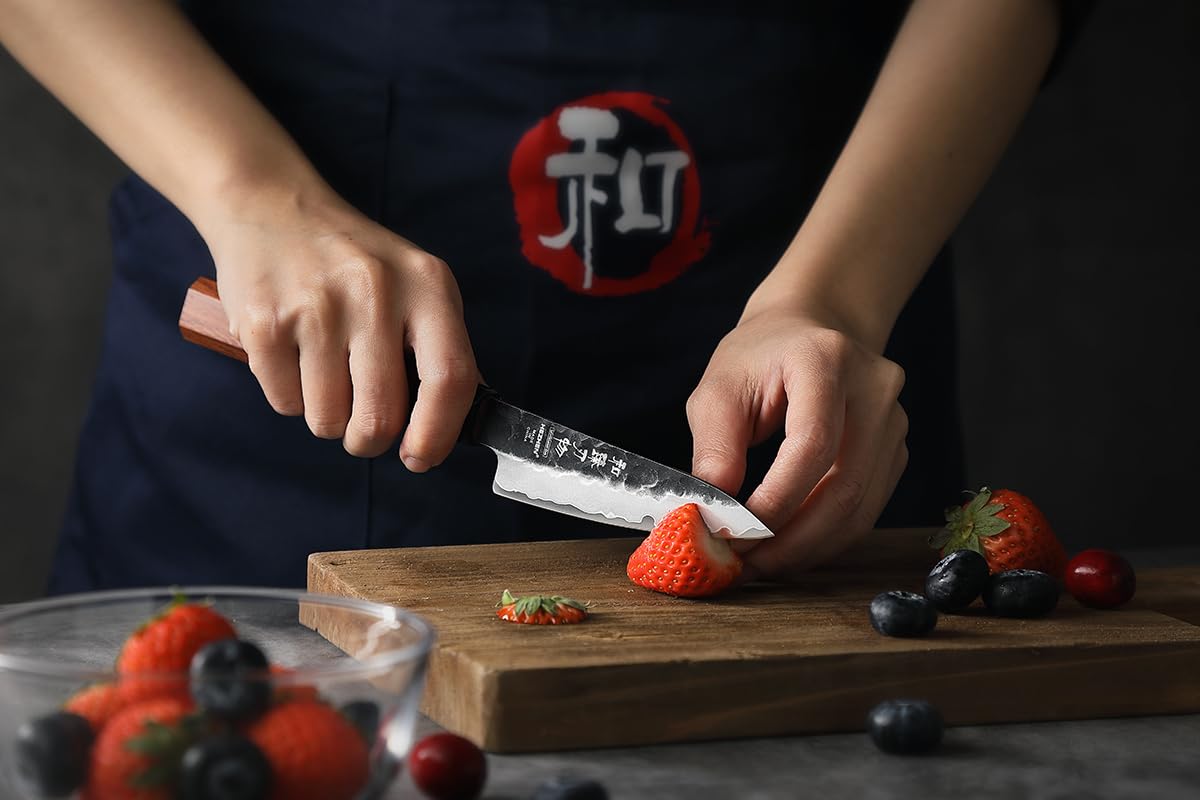 HEZHEN Juegos de Cuchillos de Cocina, Set Cuchillo de Cocina Profesional,Cuchillos de Cocinero Set, Mango Octogonal de Madera Roja