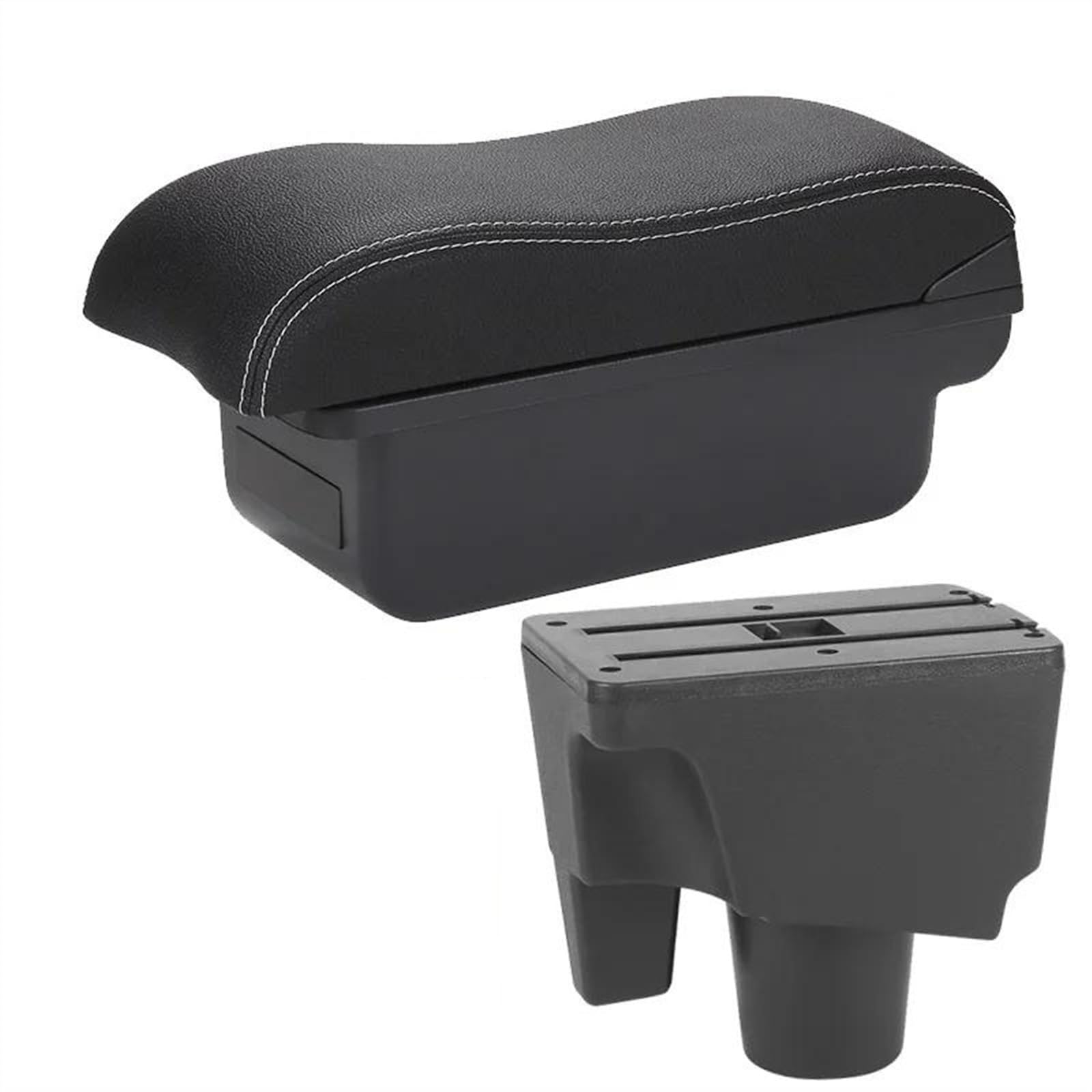 NOHEEU Car Armrest Box Curved Surface Accessorie Auto Storage Leather Dedicated For Prius C For Aqua(C3 Black white NO USB)