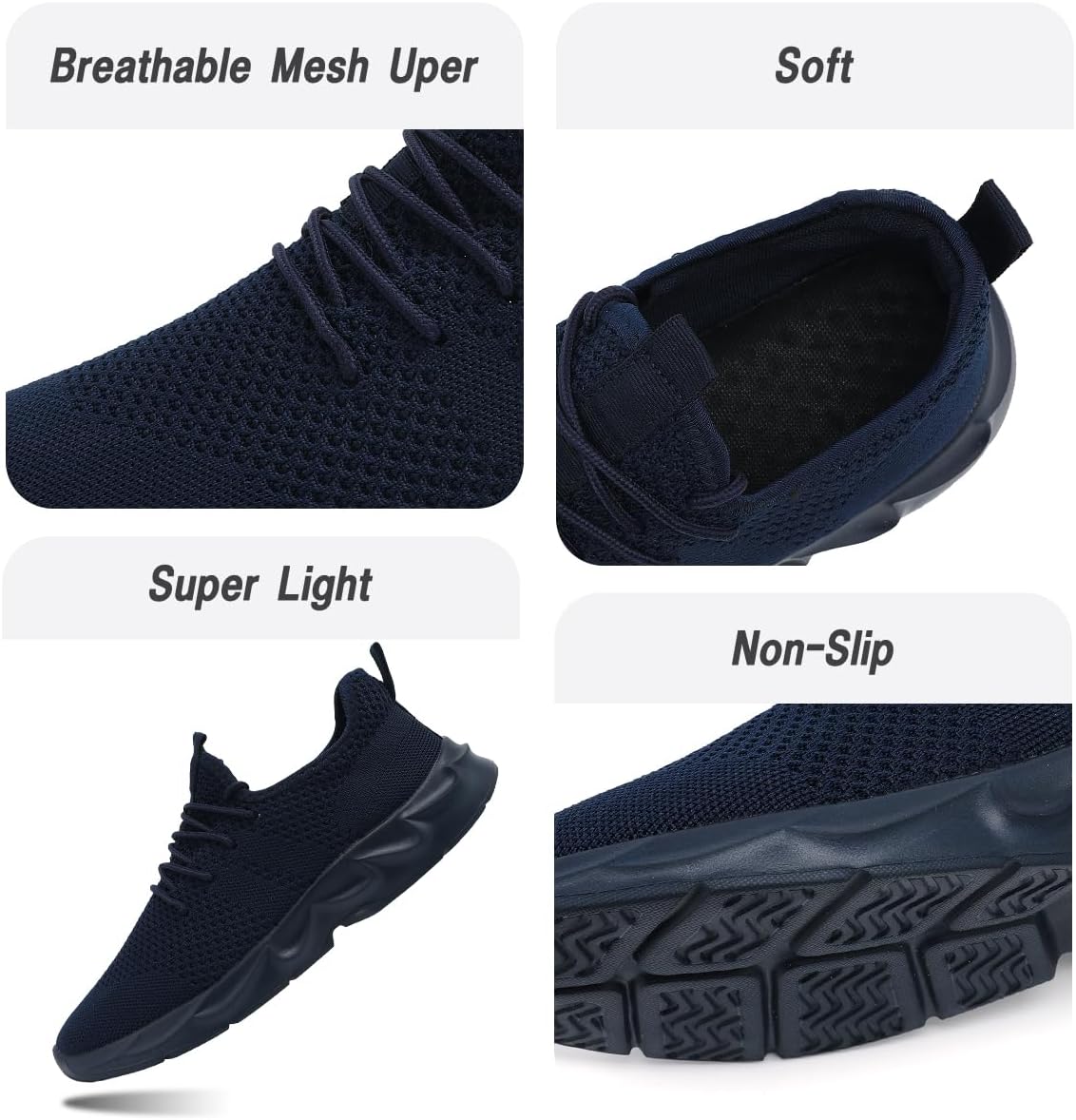 Womens Running Shoes Lightweight Breathable No Slip Sneakers Gym Athletic Workout Casual Sports Walking Tennis Shoes Dark_Blue 6.5 - Image 3