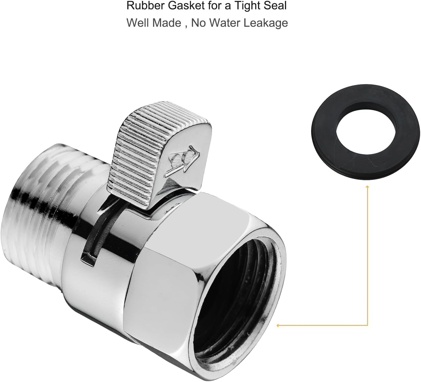 Chrome Water Flow Control Valve, G1/2" Shower Head Flow Control Valve, Brass Shut Off Valve for Handheld Shower, Water Pressure Regulator Replacement for Shower System