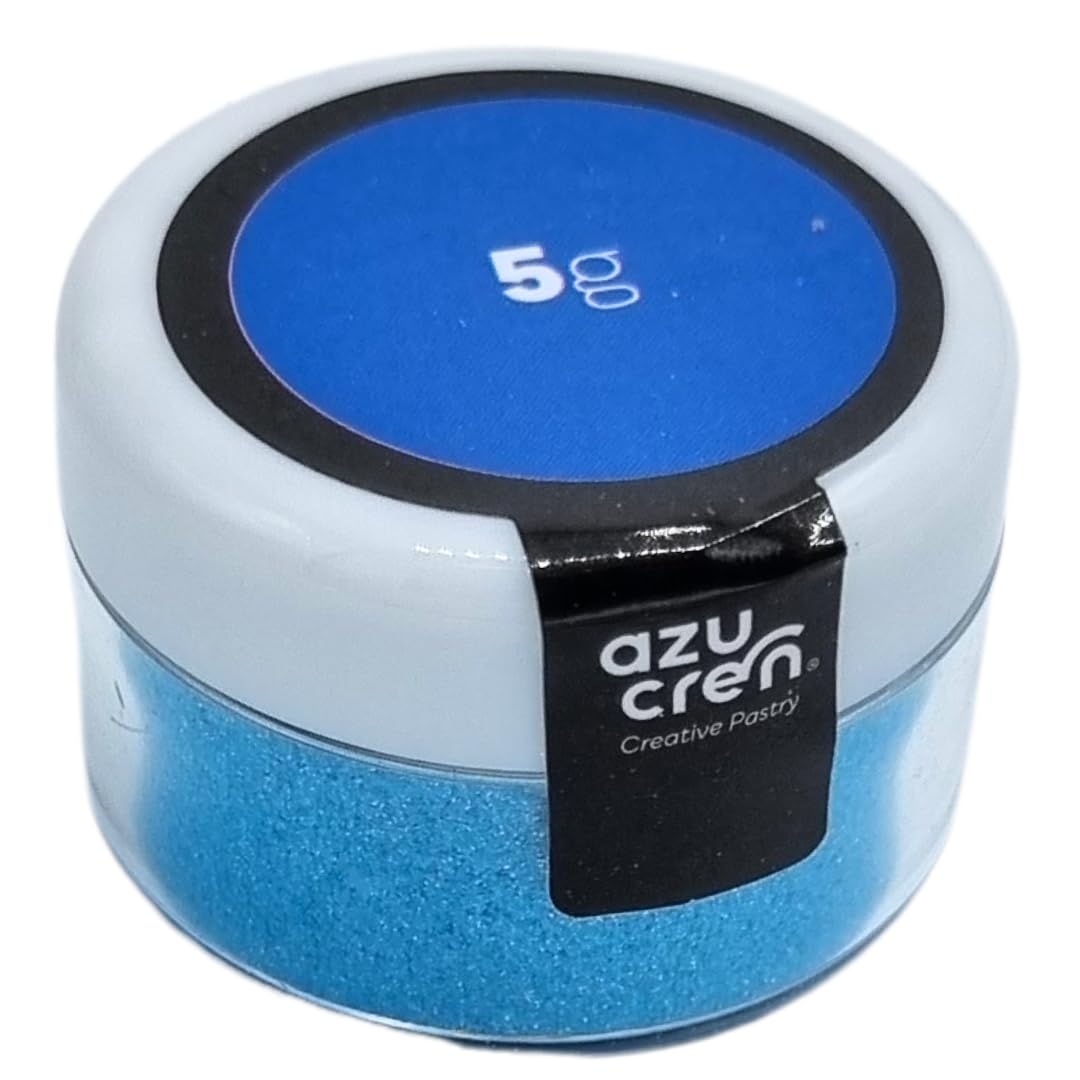 Azucren, Paillette Alimentaire, Paillette Alimentaire cocktail, Poudre Pailletée Comestible, Idéale pour la Décoration de Gâteaux, de Fondants, de Crème au Beurre, 5 Grammes. AZUSHINE (Bleu)