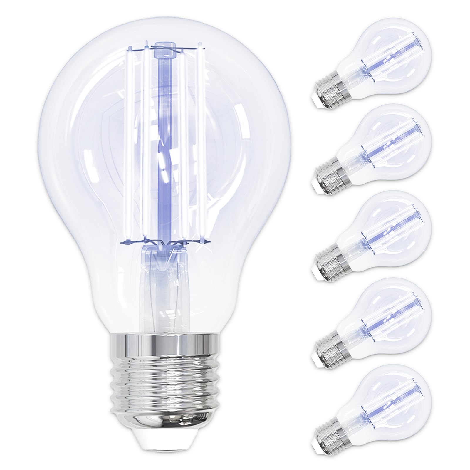 ANTELA LED E27 7W 806LM 6500K Kaltweiß Licht ersetzt 60W, Filamentstil Klar, nicht Dimmbar, 6er-Pack