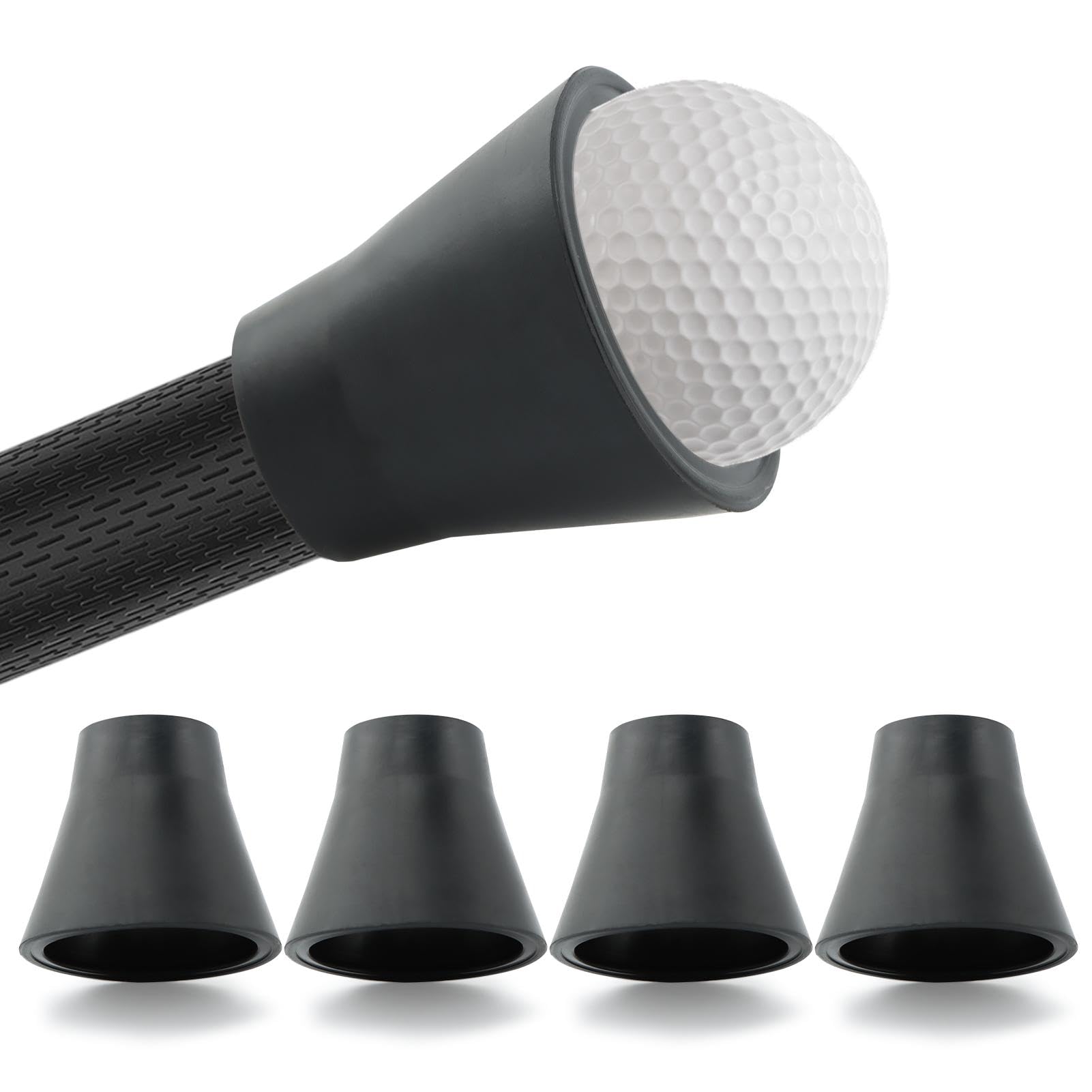 Bibabala 5pcs Golf Ball Retriever, Quick-Install Golf Ball Picker, Swing Handle Suction Cup Portable for Putter(Black)