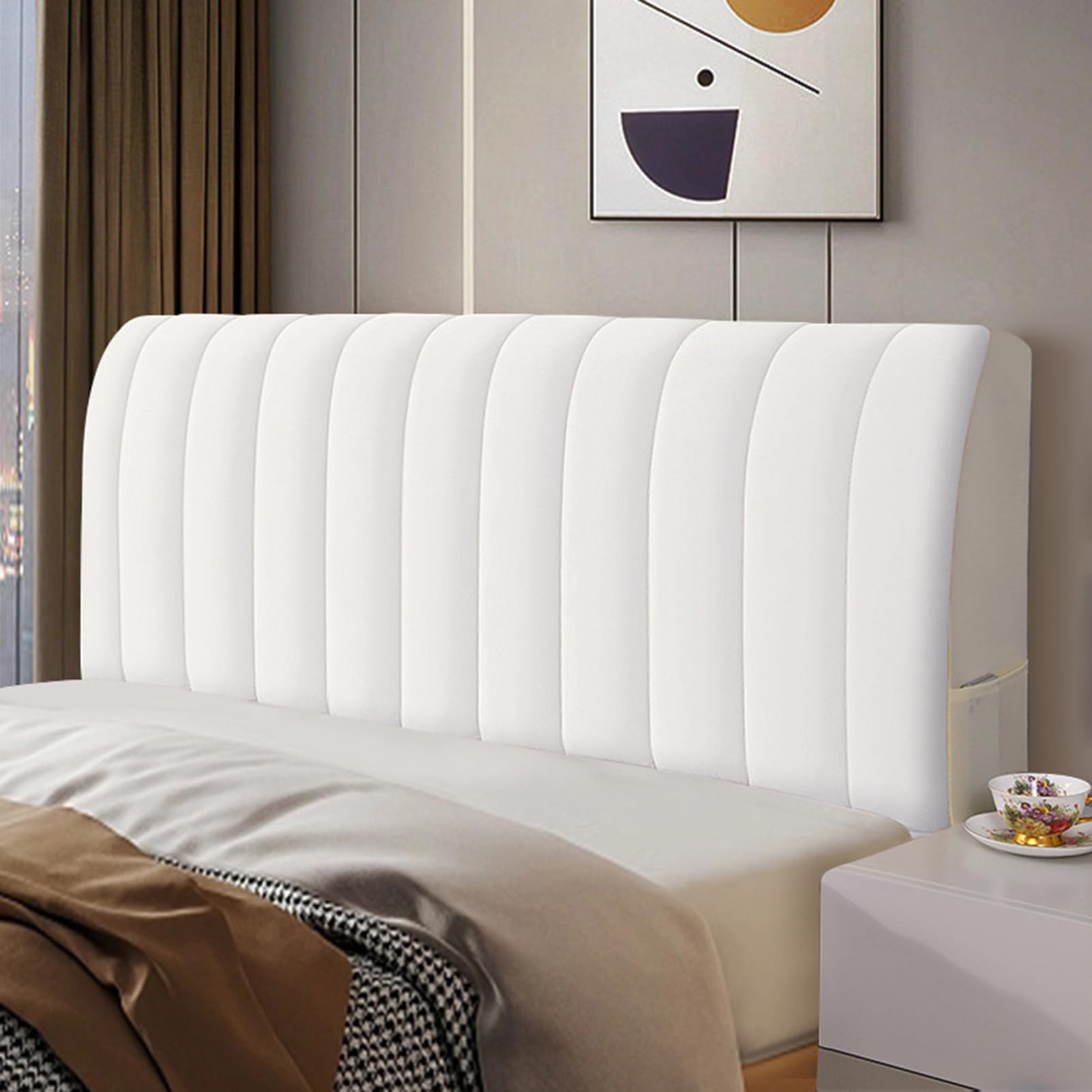 WSKCXHD Upholstered Headboard Cover Modern Headboard Slipcover Versatile All-Season Easy To Install Dustproof Elastic,F,180cm(71in)