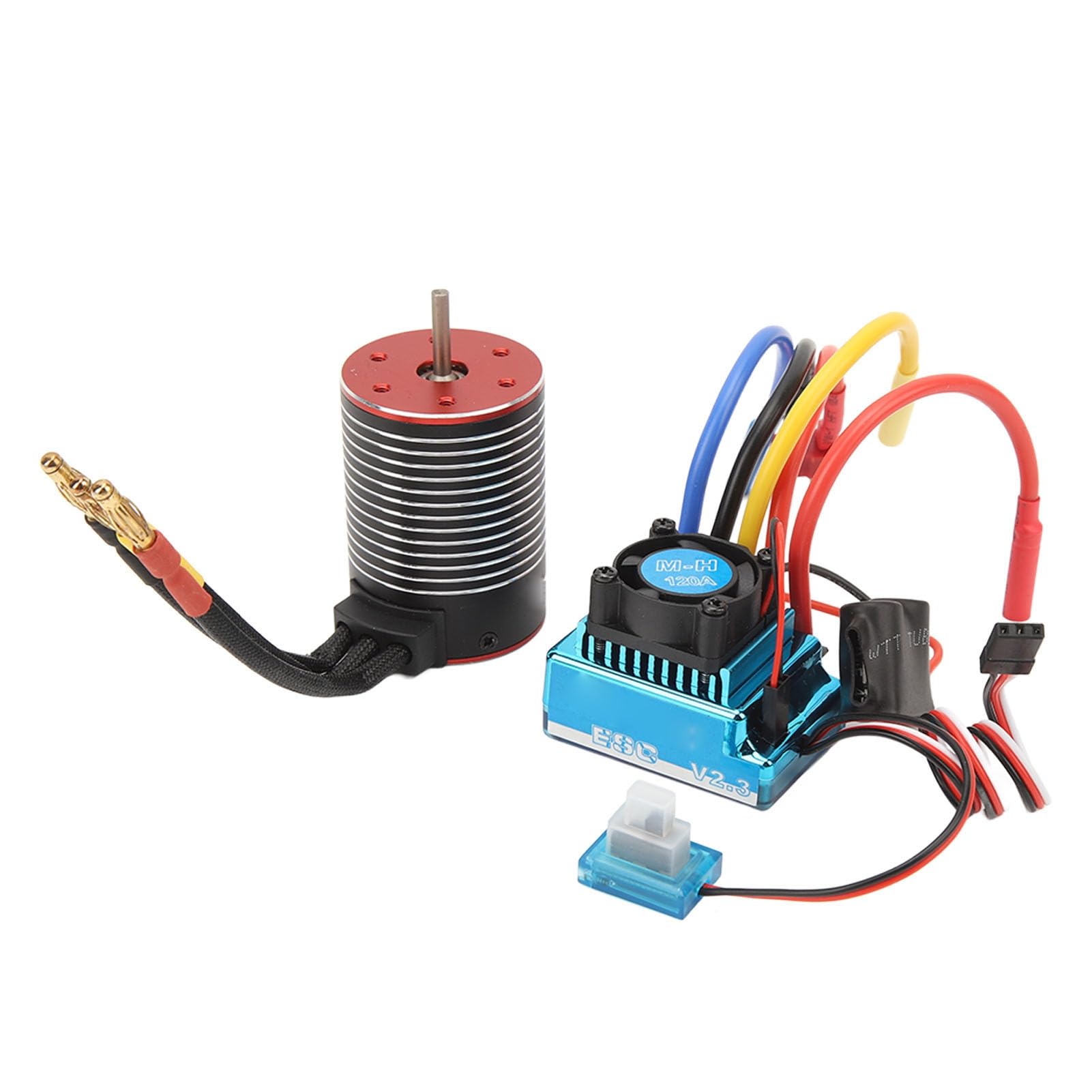 Fabater Profesjonalny Zestaw Bezszczotkowego Silnika RC ESC, Wodoodporny Silnik 3650 o Wysokim Skręcaniu 120A ESC Combo do Samochodu RC, 4-biegunowy 12-gniazdowy Silnik Bezczujnikowy z Aluminiowym