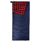 REDCAMP 3lbs Cotton Flannel Sleeping Bag for Adults, XL 32/41/50F Comfortable, Envelope Sleeping Bag with Compression Sack, Red Plaid 79x33