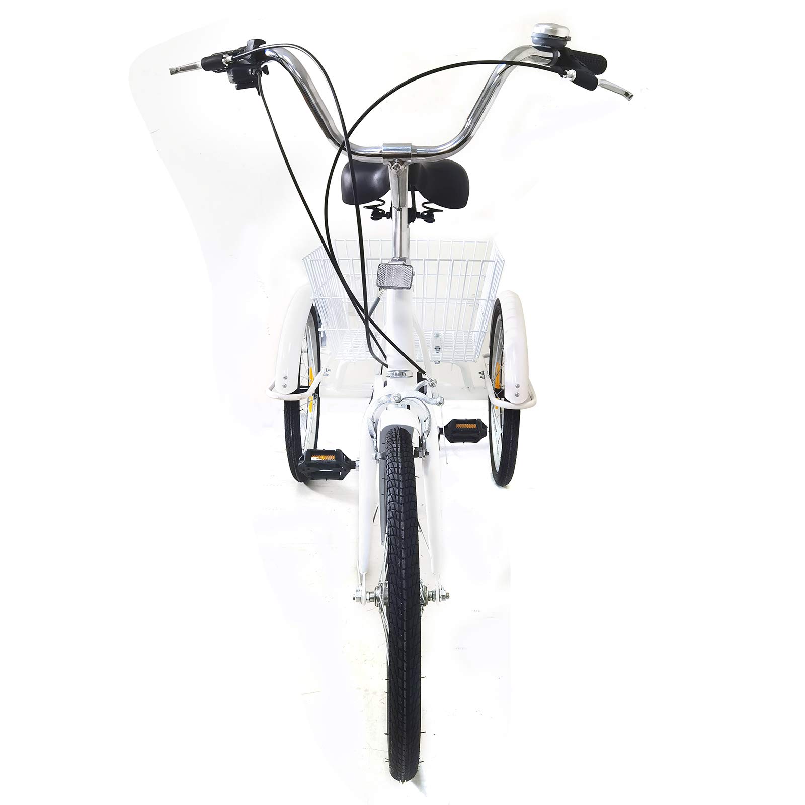 Triciclo de 20 pulgadas para adultos, 8 velocidades, con cesta, 3 ruedas para adultos, para triciclo, para adultos, adultos, deportes, ciudad, urbana (20 pulgadas, blanco)