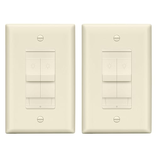 LIDER Combinación de control de interruptor de luz de atenuación doble, 2 controles de luz deslizantes, un solo polo, 400 W CFLLED, 600 W