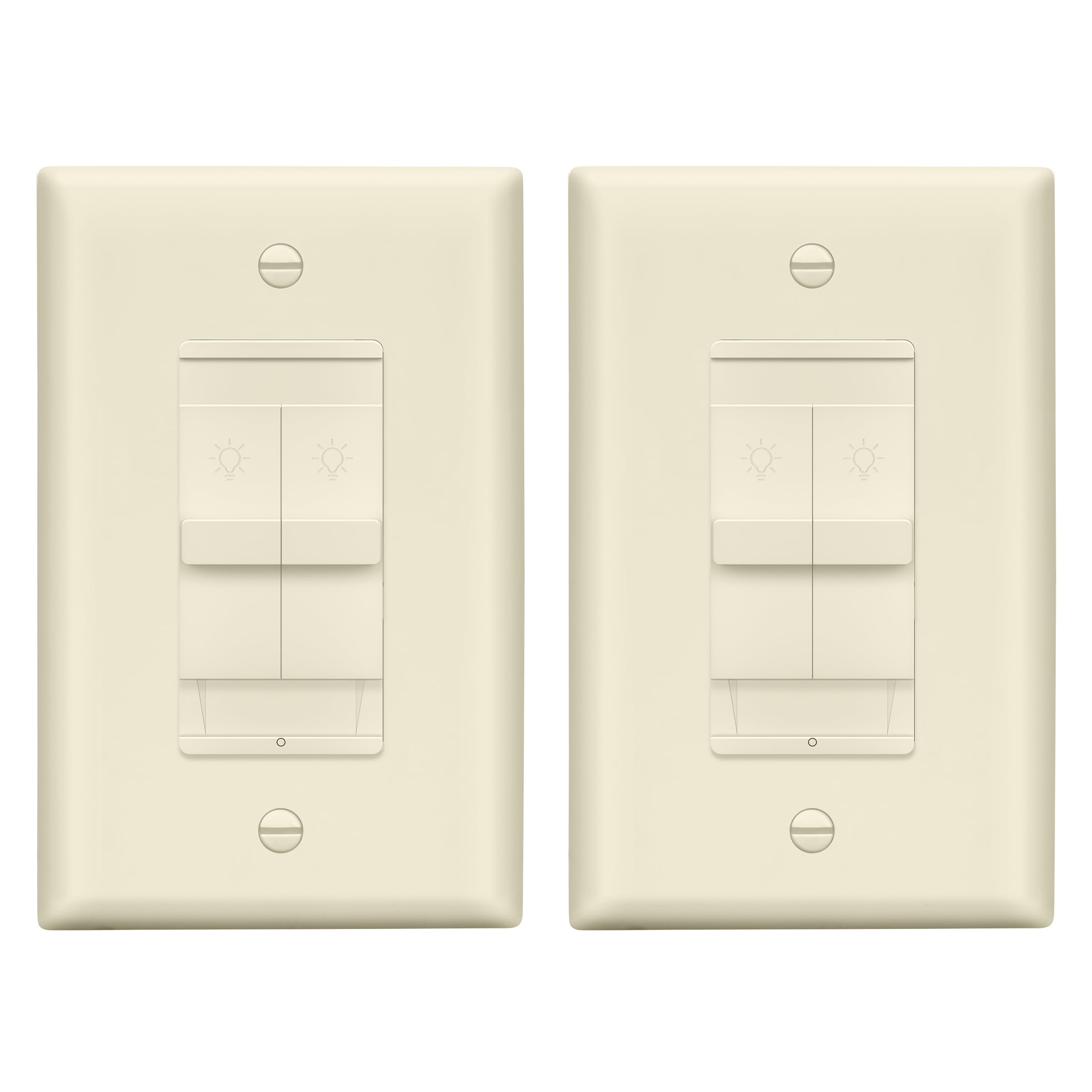 LIDER Combination Dual Dimmer Light Switch Control 2 Sliding Light Controls Single Pole 400W CFL LED 600W Incandescent