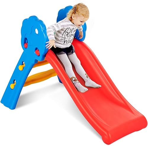 KOTEK Tobogán plegable para niños pequeños para interiores y exteriores, juego de tobogán independiente para escalar bebés, escalador de 2