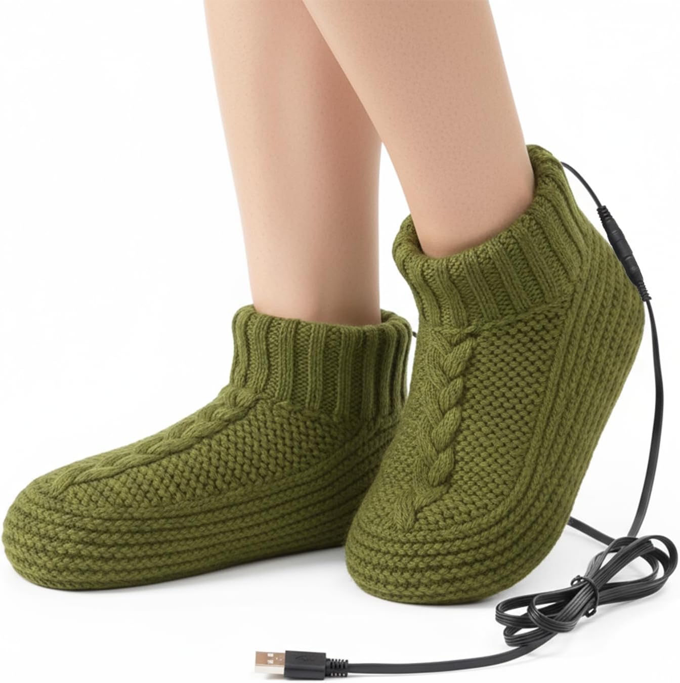 Thermal Heated Socks for Men Women USB Electric Heating Socks Winter Warm Cold Weather Socks for Foot Warmer Home Office House Christmas Sock Insulated Knitted Slipper Socks Heated Pad