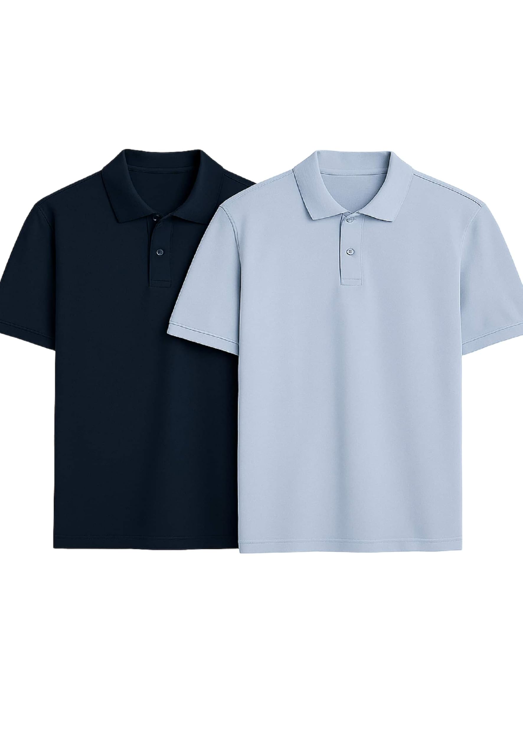 Marks & Spencer Herren Baumwolle Hemd 2er-Pack Regular | Ärmellänge: Cap-Ärmel, Rundhalsausschnitt, Polokragen, Zum Reinschlüpfen, Leicht