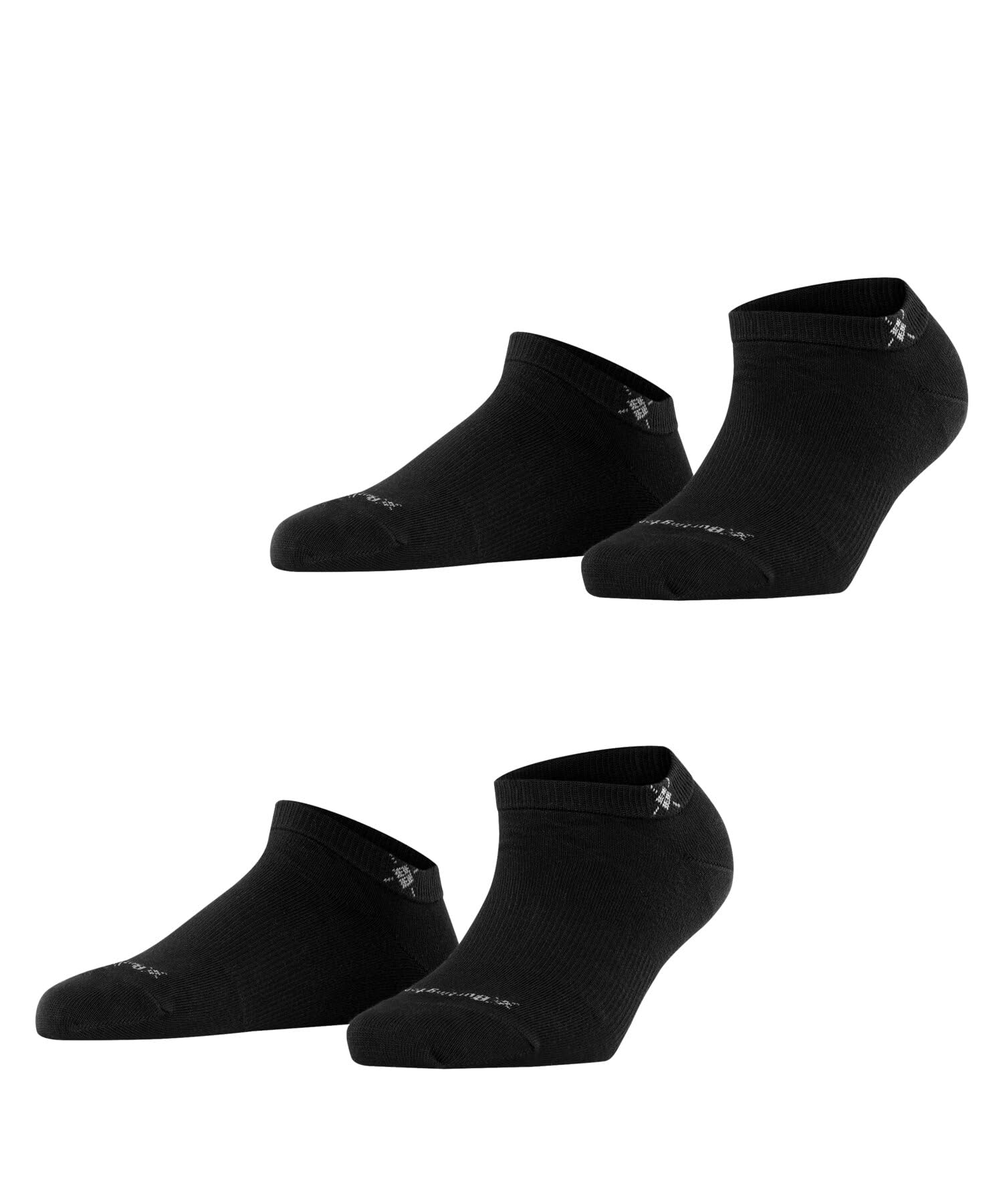 Burlington Women's Everyday Sneaker Multipack W Sn Cotton Low-Cut Plain 2 Pairs Trainer Socks, Black 3000, 3.5-7
