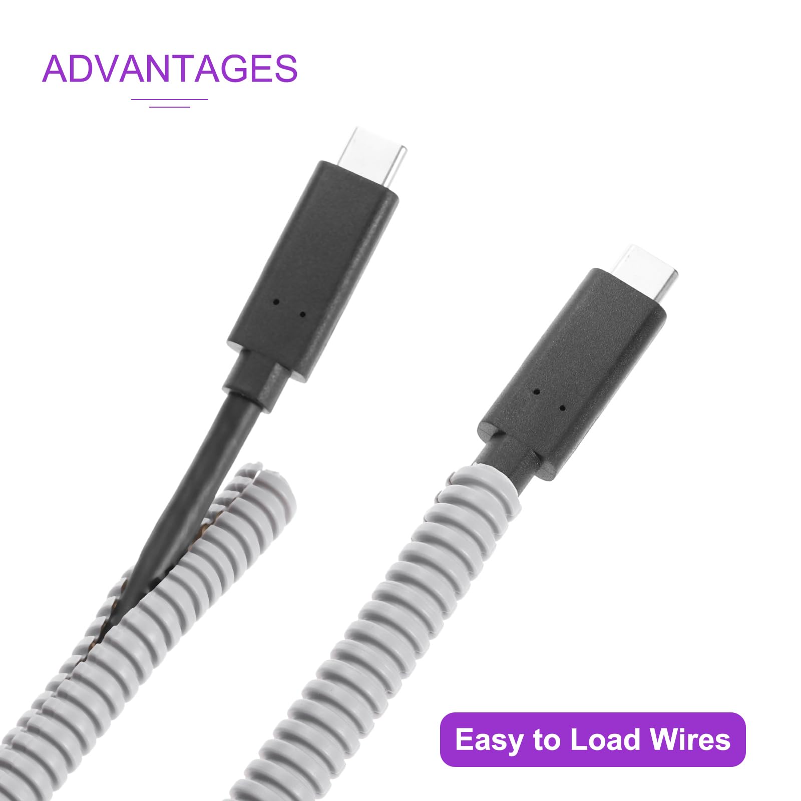 DMiotech 3meter Wire Loom Split Tubing 12.7mm, Cord Protectors from Pet Flexible Conduit Cable Management for Office, Home, Garden, Gray - Image 4