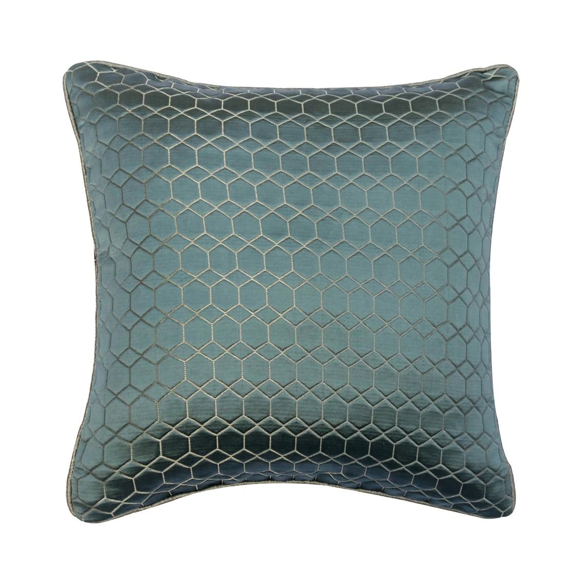The HomeCentric Blue Cushion Covers 50x50 cm (20x20 inch), Jacquard Silk Pillowcase, Geometric Style Decorative Square Throw Pillow Cover For Couch for Living Room Sofa Bedroom Bed - Geometric Sea — image 1