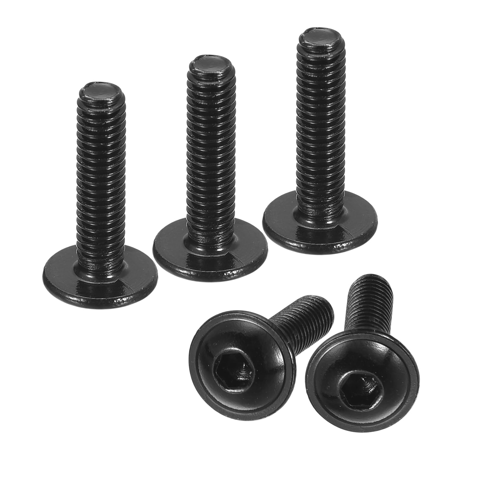uxcell Flanged Button Head Socket Cap Screws, 50pcs M4x16mm 304 Stainless Steel Black Oxide Socket Drive Fasteners Bolts, Fully Thread Machine Screws