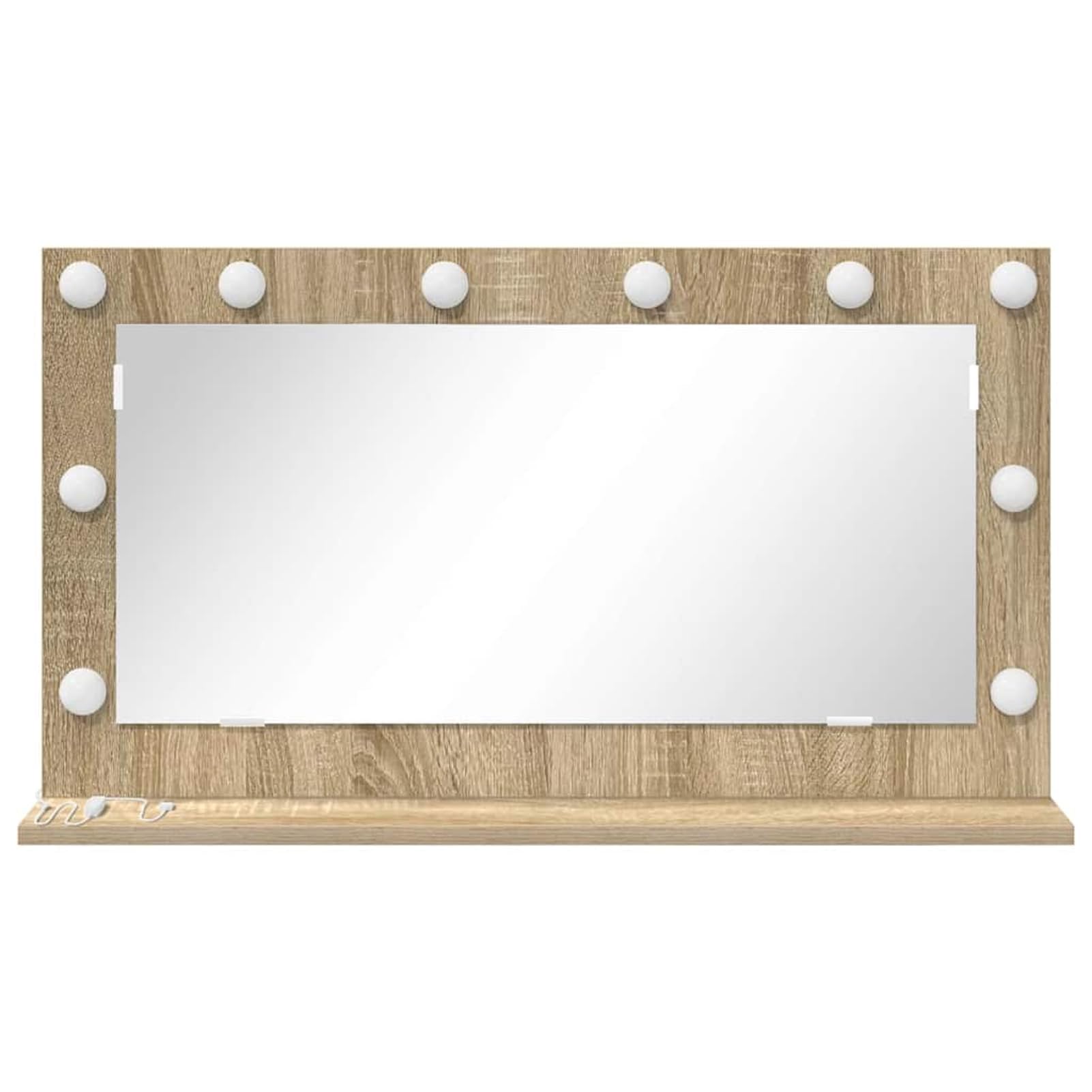 Gecheer Kosmetikspiegel Sonoma Eiche Holzwerkstoff, Glas 80 x 45 x 18 cm, Deko Spiegel Bathroom Mirror für Badezimmer Make-up Rasur Wohnung Hotel868319
