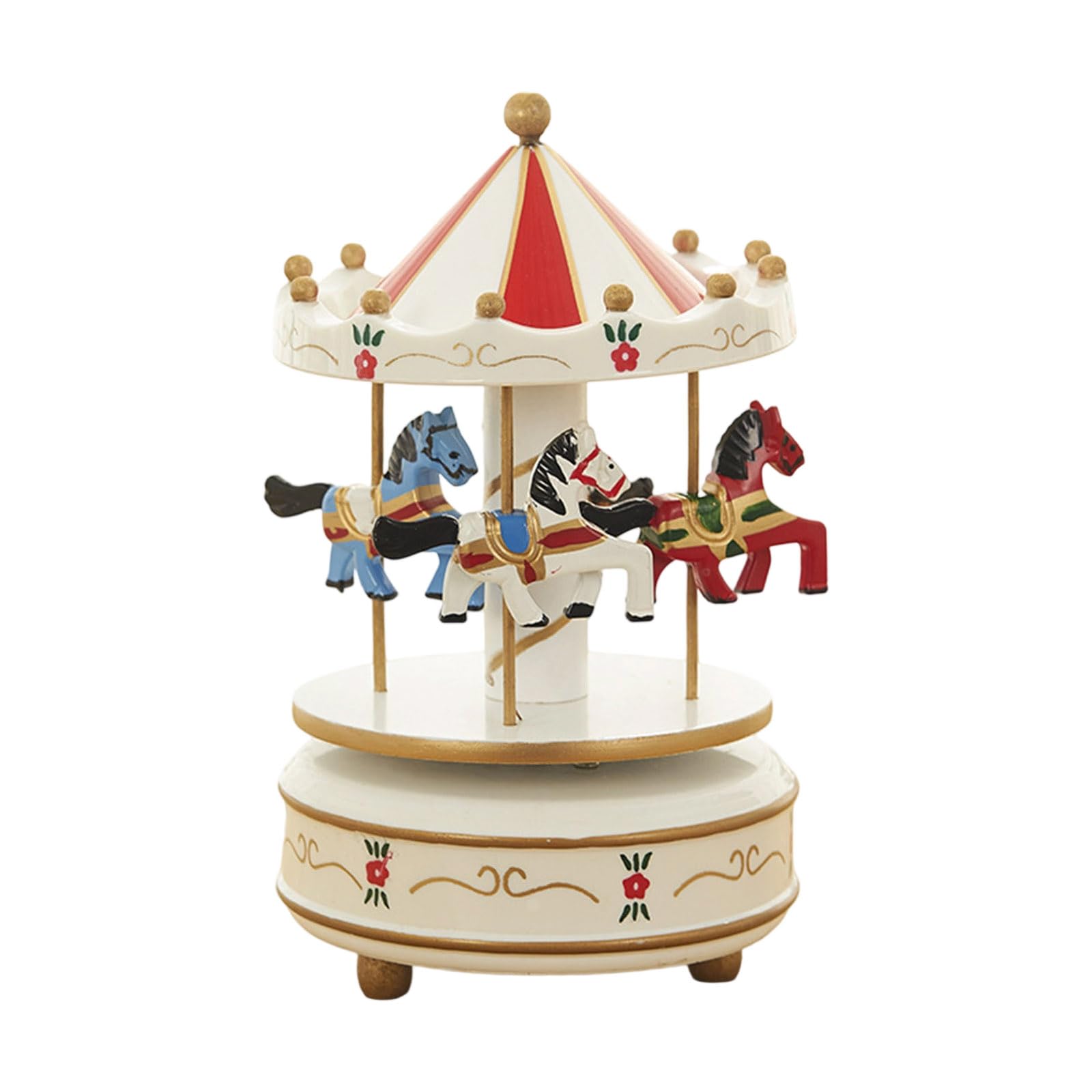 KAQNTUD Festive Rotating Carousel Music Box Ornament Simple Hand Crank Mechanism Christmas Decorations Vintage Christmas Music Box
