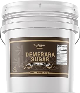 Demerara Sugar By Unpretentious Baker, 3.5 Gallon Bucket, Food Storage, Raw First-Pressed Sugarcane Crystals For Drinks & Baking (25 Pounds)