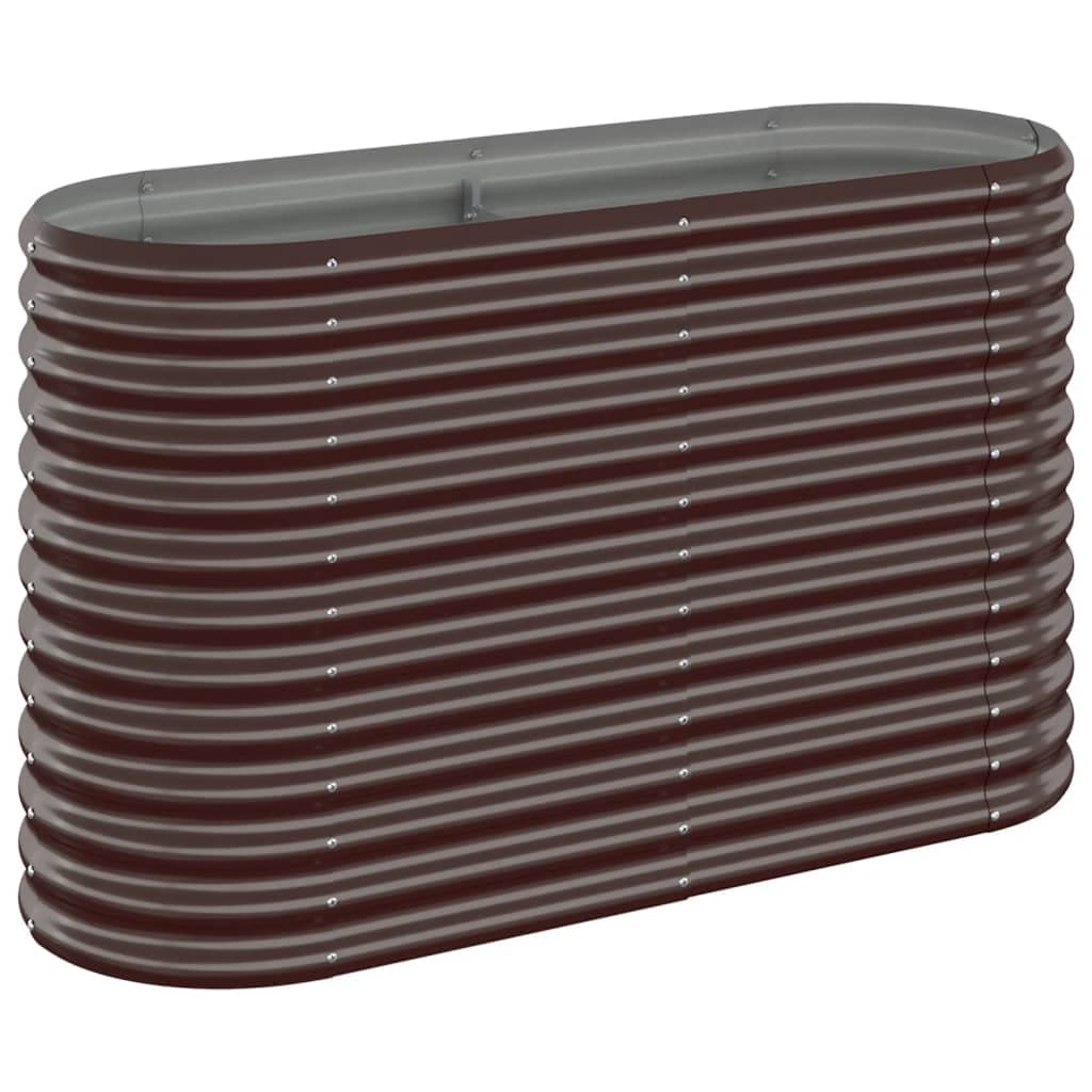 vidaXL Garden Raised Bed with Sturdy Powder-Coated Steel, Finish, Ideal for Outdoor Use, Ample Grow Space for Plants and Vegetables, Oval Design, Brown
