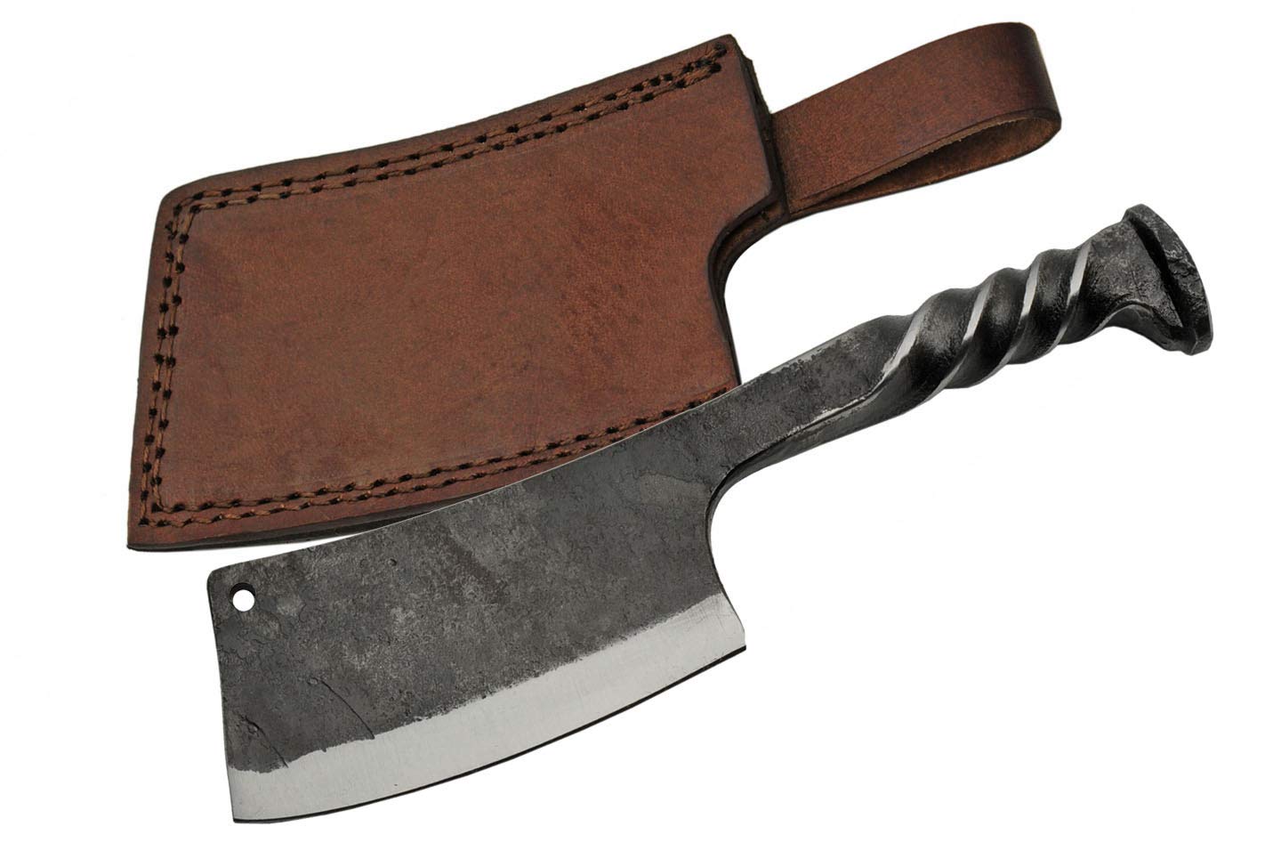 SZCO Supplies 9 "" Trenzado Mango Ferrocarril Spike Cleaver con Funda de cuero, Gris (HS-4416)