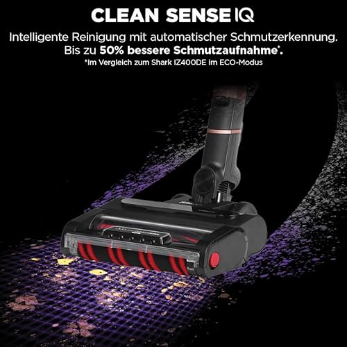 Shark Stratos kabelloser Akku-Staubsauger, PowerFins Plus, 60 Min Laufzeit, Anti-Hair-Wrap- & CleanSense IQ-Staubsauger kabellos, Fugen- & Multi-Oberflächen-Aufsätzen, Roségold/Anthrazit, IZ400EU
